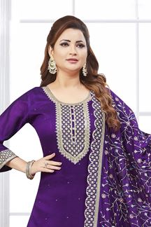 Picture of  Aesthetic Purple Designer Palazzo Suit for Wedding, Reception, and Sangeet