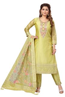 Picture of  Irresistible Designer Straight Cut Suit for Mehendi, Sangeet, and Parties