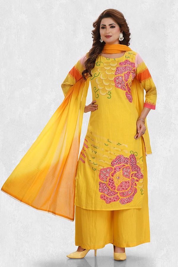 Picture of Stunning Designer Straight Cut Suit for Haldi, Sangeet, and Parties