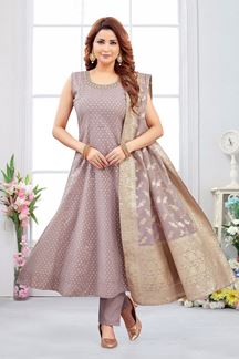 Picture of  Beautiful Jacquard Designer Anarkali Suit for Festivals, Sangeet, and Parties