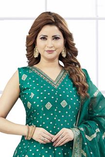 Picture of  Flawless Jacquard Designer Anarkali Suit for Mehendi, Sangeet, and Parties