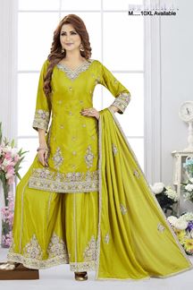 Picture of  Captivating Green Designer Palazzo Suit for Mehendi, Sangeet, and Parties