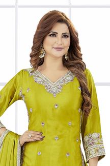 Picture of  Captivating Green Designer Palazzo Suit for Mehendi, Sangeet, and Parties