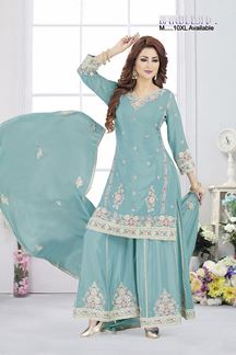 Picture of  Charismatic Firozi Designer Palazzo Suit for Reception, Sangeet, and Parties