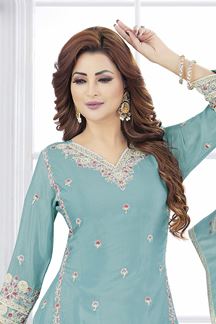 Picture of  Charismatic Firozi Designer Palazzo Suit for Reception, Sangeet, and Parties