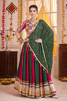 Picture of  Fascinating Viscose Cotton Designer Navratri Lehenga Choli for Garba Dance and Festival Celebrations