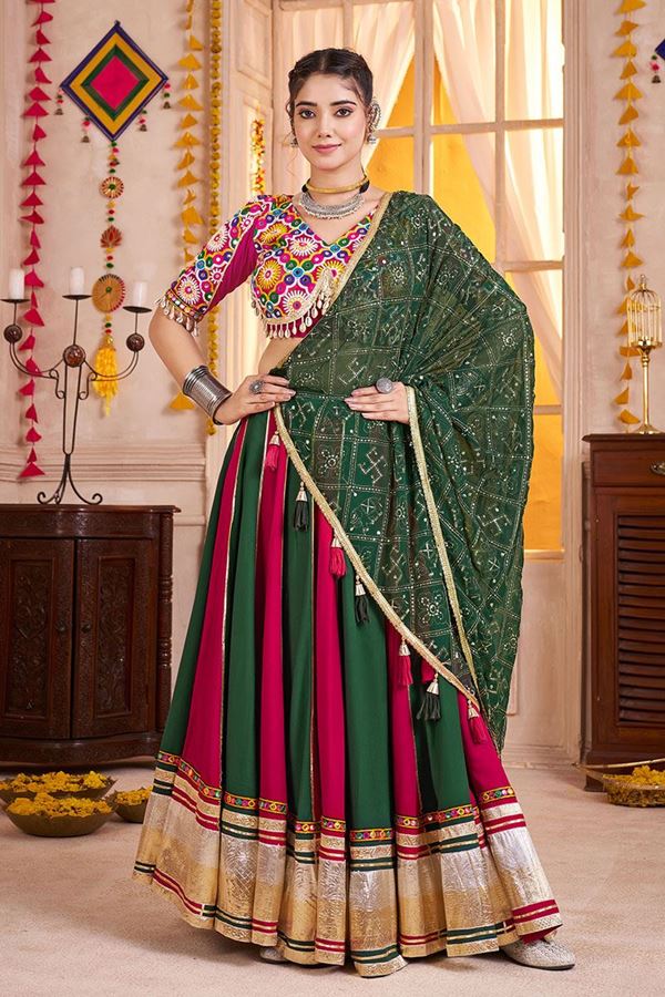 Picture of  Fascinating Viscose Cotton Designer Navratri Lehenga Choli for Garba Dance and Festival Celebrations