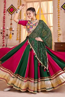 Picture of  Fascinating Viscose Cotton Designer Navratri Lehenga Choli for Garba Dance and Festival Celebrations