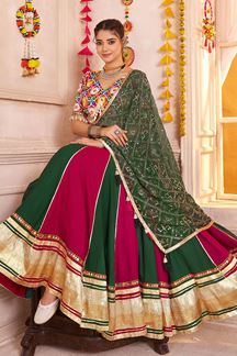 Picture of  Fascinating Viscose Cotton Designer Navratri Lehenga Choli for Garba Dance and Festival Celebrations