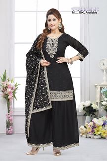 Picture of  Astounding Black Designer Palazzo Suit for Sangeet and Parties