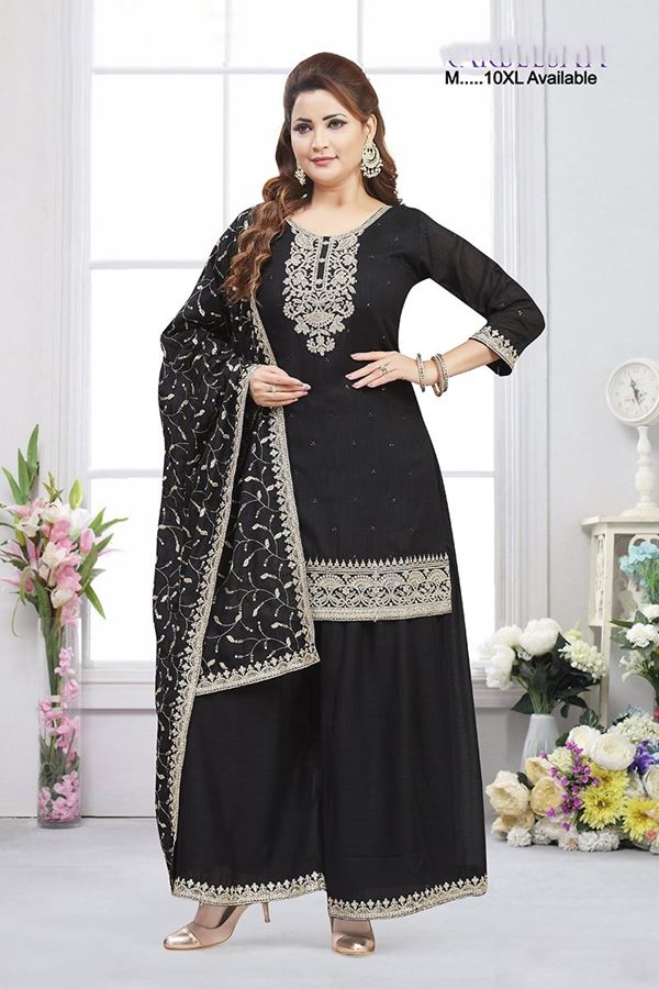Picture of  Astounding Black Designer Palazzo Suit for Sangeet and Parties