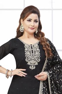 Picture of  Astounding Black Designer Palazzo Suit for Sangeet and Parties