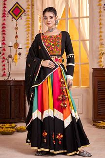 Picture of  Breathtaking Viscose Cotton Designer Navratri Lehenga Choli for Garba Dance and Festival Celebrations