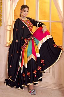 Picture of  Breathtaking Viscose Cotton Designer Navratri Lehenga Choli for Garba Dance and Festival Celebrations