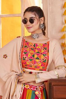 Picture of  Fascinating Viscose Cotton Designer Navratri Lehenga Choli for Garba Dance and Festival Celebrations