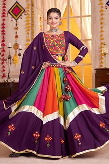 Picture of  Captivating Viscose Cotton Designer Navratri Lehenga Choli for Garba Dance and Festival Celebrations