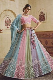 Picture of Trendy Poly Chiffon Designer Bridal Lehenga Choli for Engagement and Reception