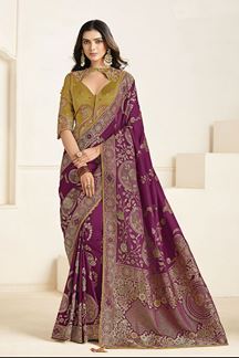 Picture of  Aesthetic Silk Designer Saree for Wedding, Reception, and Sangeet