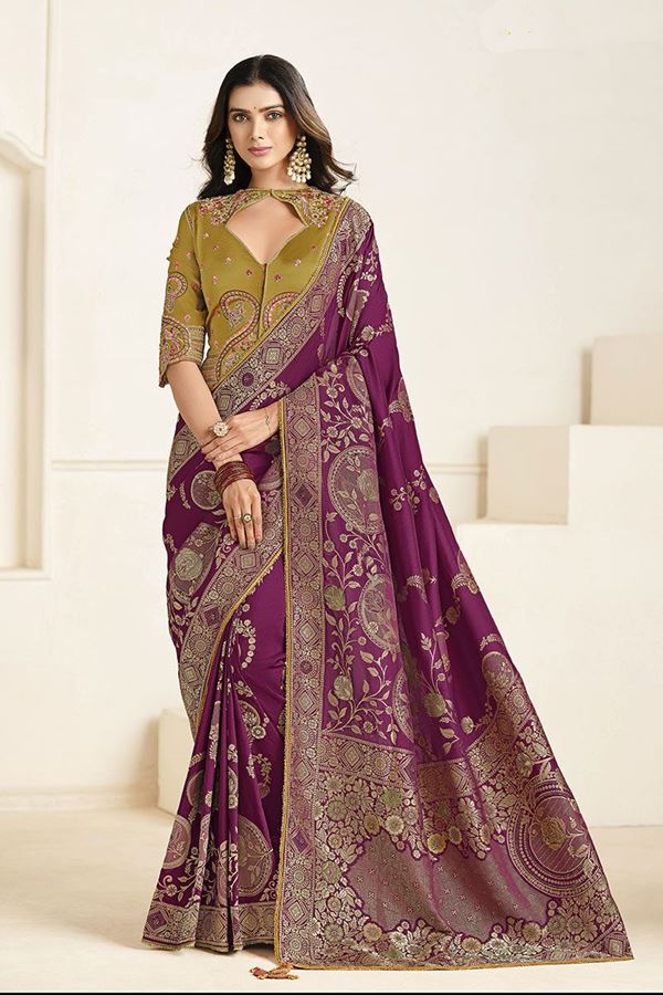 Picture of  Aesthetic Silk Designer Saree for Wedding, Reception, and Sangeet