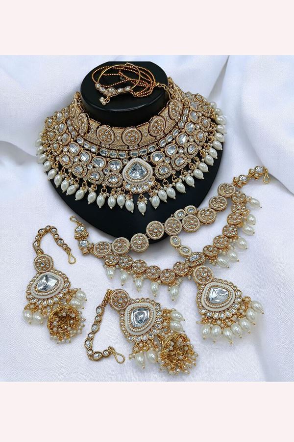 Picture of  Surreal White Designer Bridal Necklace Set for Wedding and Reception