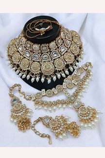 Picture of  Heavenly White Designer Bridal Necklace Set for Wedding and Reception