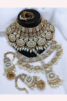 Picture of  Magnificent White Designer Bridal Necklace Set for Wedding and Reception