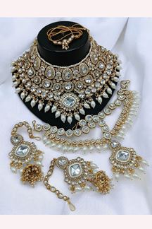 Picture of  Artistic White Designer Bridal Necklace Set for Wedding and Reception
