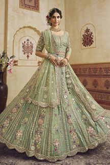 Picture of  Irresistible Net Designer Bridal Lehenga Choli for Mehendi, Engagement, and Reception