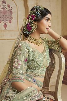 Picture of  Irresistible Net Designer Bridal Lehenga Choli for Mehendi, Engagement, and Reception