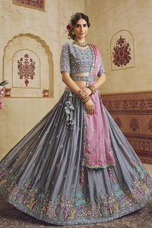 Picture of Enticing Silk Designer Bridal Lehenga Choli for Engagement and Reception