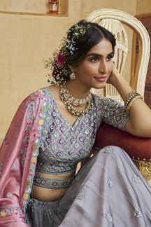 Picture of Enticing Silk Designer Bridal Lehenga Choli for Engagement and Reception
