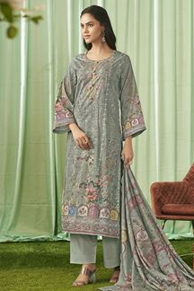 Picture of  Astounding Lawn Cotton Designer Straight Cut Suit for Festivals, Sangeet, and Parties (Unstitched suit)