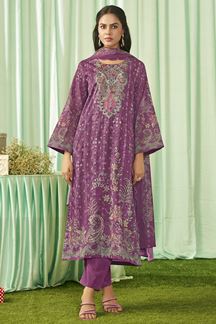 Picture of  Alluring Lawn Cotton Designer Straight Cut Suit for Festivals, Sangeet, and Parties (Unstitched suit)