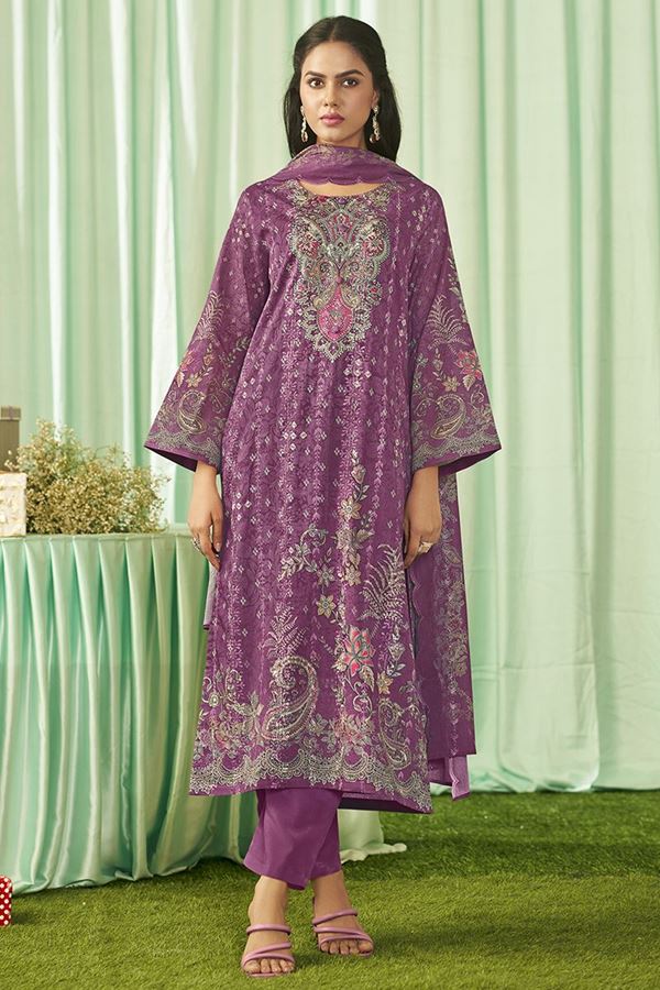 Picture of  Alluring Lawn Cotton Designer Straight Cut Suit for Festivals, Sangeet, and Parties (Unstitched suit)