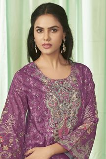 Picture of  Alluring Lawn Cotton Designer Straight Cut Suit for Festivals, Sangeet, and Parties (Unstitched suit)
