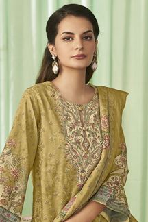 Picture of  Impressive Lawn Cotton Designer Straight Cut Suit for Haldi, Sangeet, and Parties (Unstitched suit)