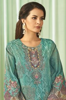 Picture of  Beautiful Lawn Cotton Designer Straight Cut Suit for Festivals, Sangeet, and Parties (Unstitched suit)