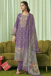 Picture of  Attractive Lawn Cotton Designer Straight Cut Suit for Festivals, Sangeet, and Parties (Unstitched suit)