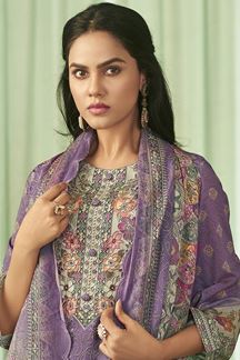 Picture of  Attractive Lawn Cotton Designer Straight Cut Suit for Festivals, Sangeet, and Parties (Unstitched suit)