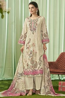 Picture of  Exquisite Lawn Cotton Designer Straight Cut Suit for Festivals, Sangeet, and Parties (Unstitched suit)