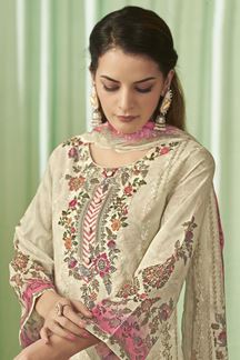 Picture of  Exquisite Lawn Cotton Designer Straight Cut Suit for Festivals, Sangeet, and Parties (Unstitched suit)