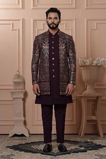 Picture of  Exuberant Wine Designer Men’s Indo-Western for Engagement, Reception, and Wedding