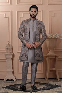 Picture of  Classy Grey Designer Men’s Indo-Western for Engagement, Reception, and Wedding