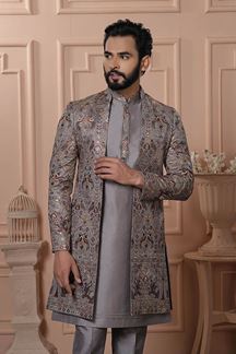 Picture of  Classy Grey Designer Men’s Indo-Western for Engagement, Reception, and Wedding