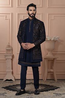Picture of  Exquisite Navy Blue Designer Men’s Indo-Western for Engagement, Reception, and Wedding