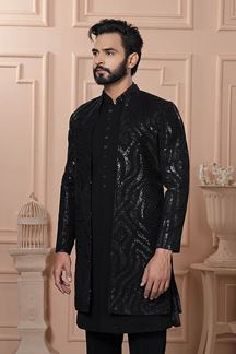 Picture of  Impressive Black Designer Men’s Indo-Western for Engagement, Reception, and Wedding