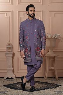 Picture of  Magnificent Purple Designer Men’s Indo-Western for Engagement, Reception, and Wedding