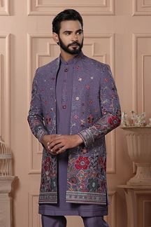 Picture of  Magnificent Purple Designer Men’s Indo-Western for Engagement, Reception, and Wedding