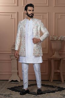 Picture of  Majestic Cream Designer Men’s Indo-Western for Engagement, Reception, and Wedding