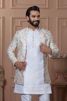 Picture of  Majestic Cream Designer Men’s Indo-Western for Engagement, Reception, and Wedding